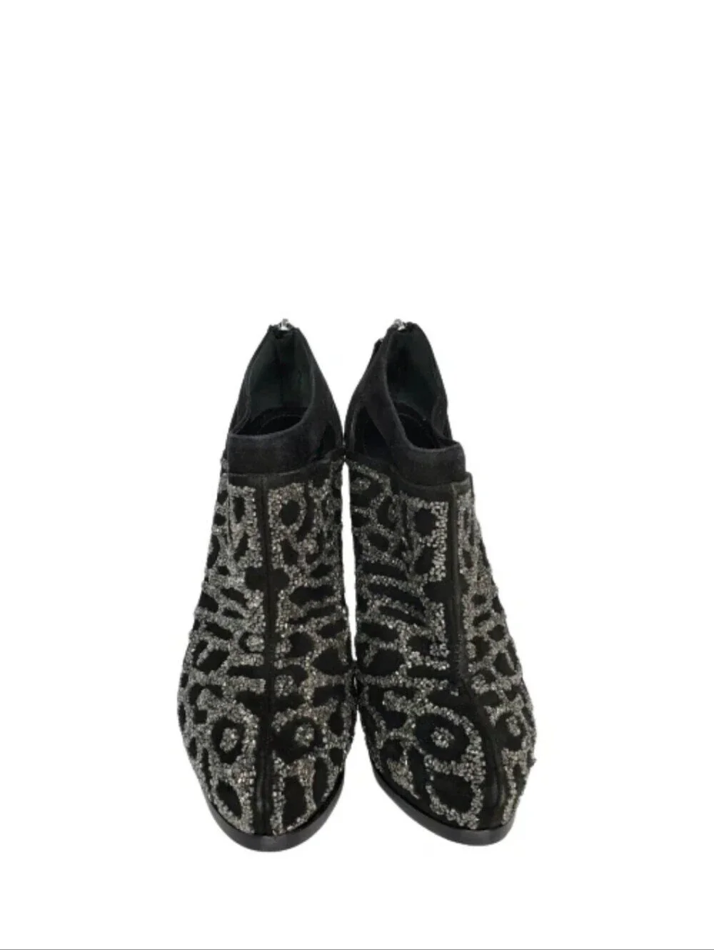 Fendi Crystal Embellished Black Suede Platform Ankle Booties